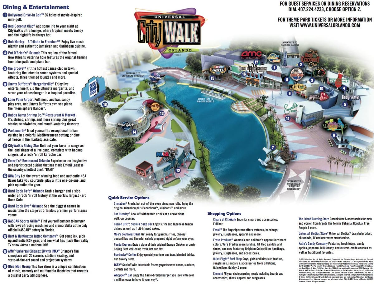 Unibertsala Orlando citywalk mapa