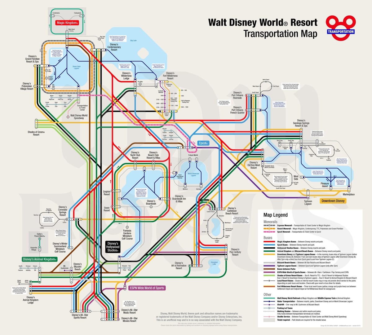 mapa Disney World monorail