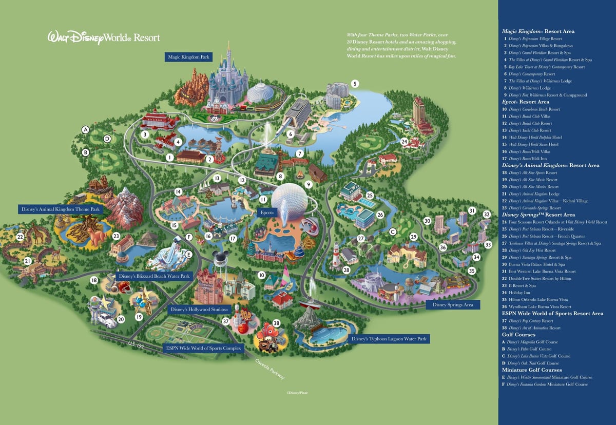 Disney resort mapa Orlando
