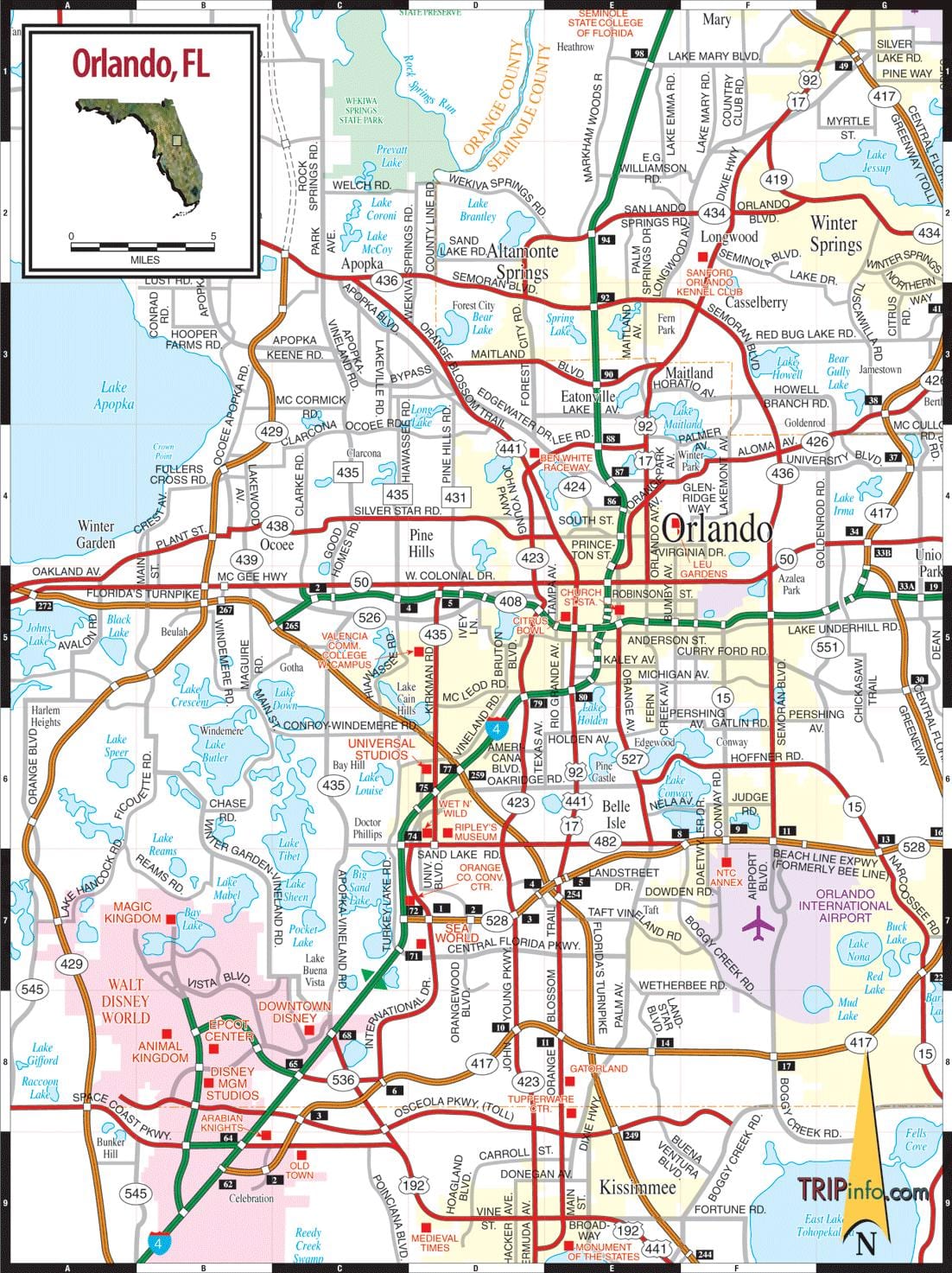 errepide mapa Orlando