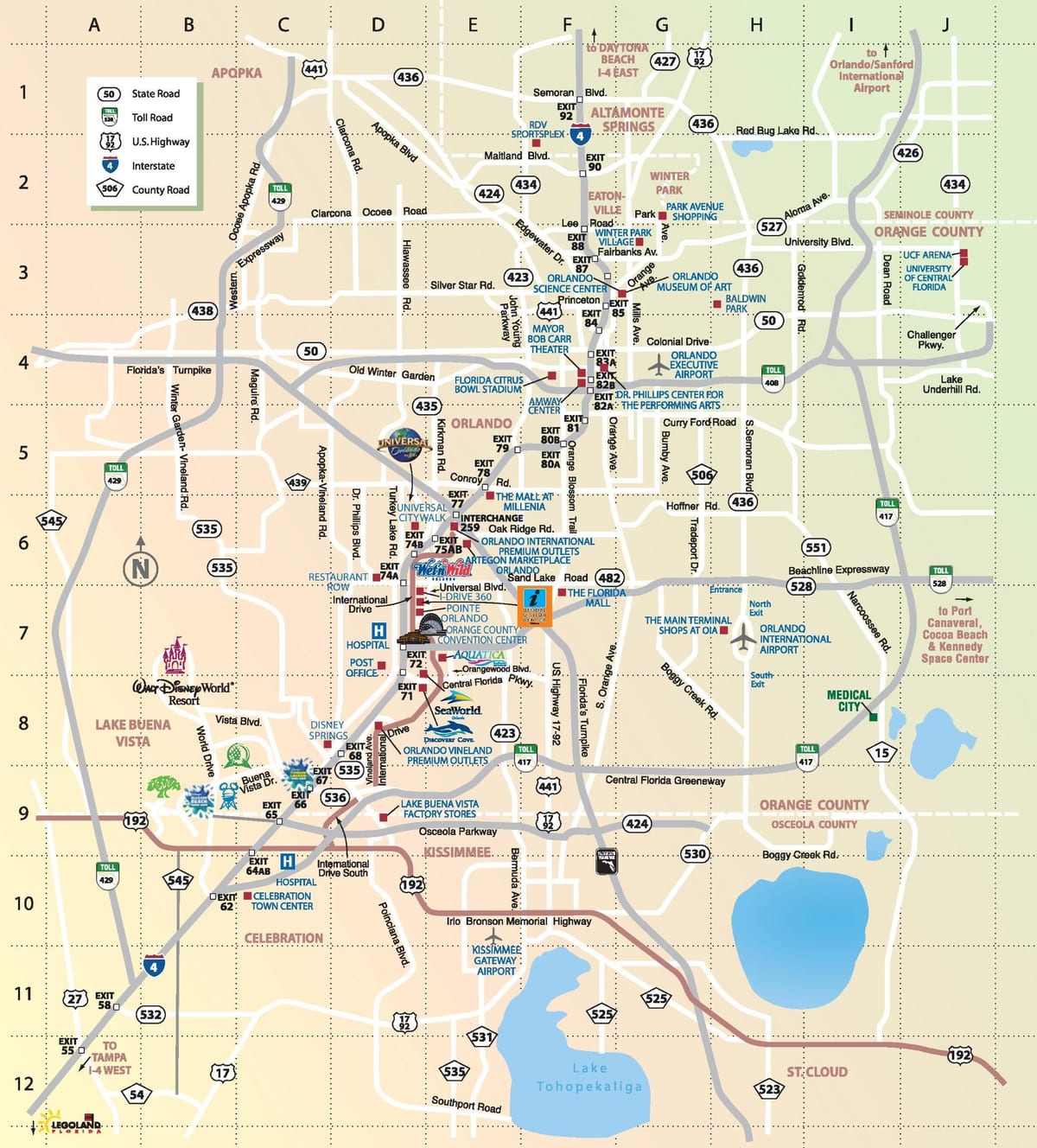 mapa Orlando parke tematikoak