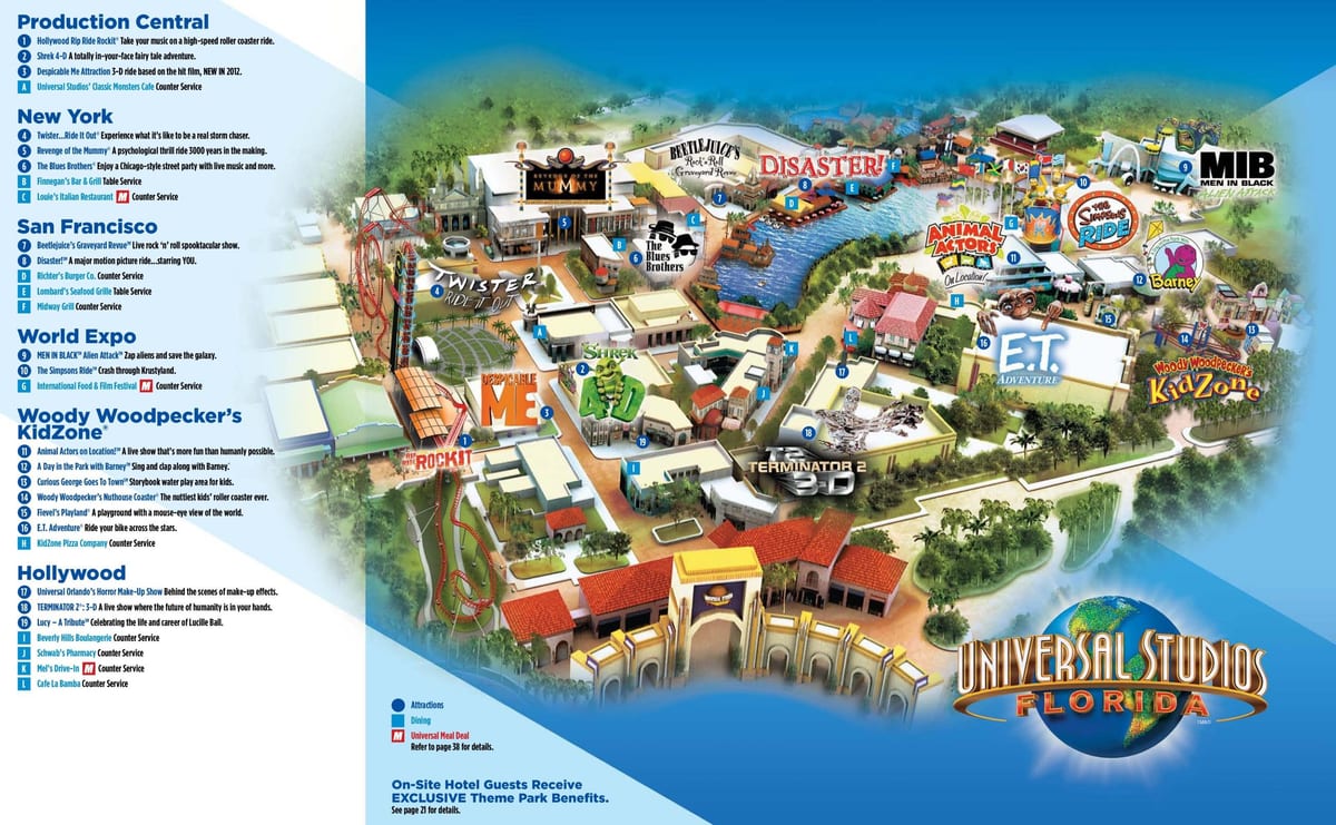 Universal Studios Orlando parke mapa