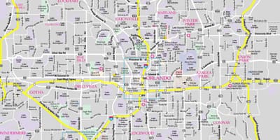 Mapa Orlando auzoetan